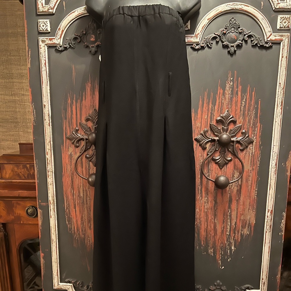Neiman Marcus brand Black strapless, wide leg jumpsuit.